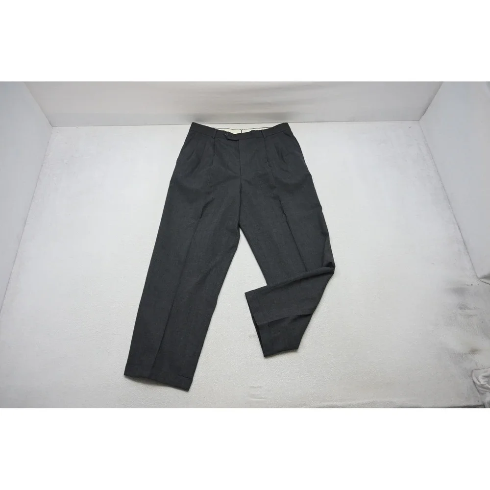 Monsieur Givenchy Dress Pants Mens 35x30 Gray Pleated Cuffed Trousers Excellent